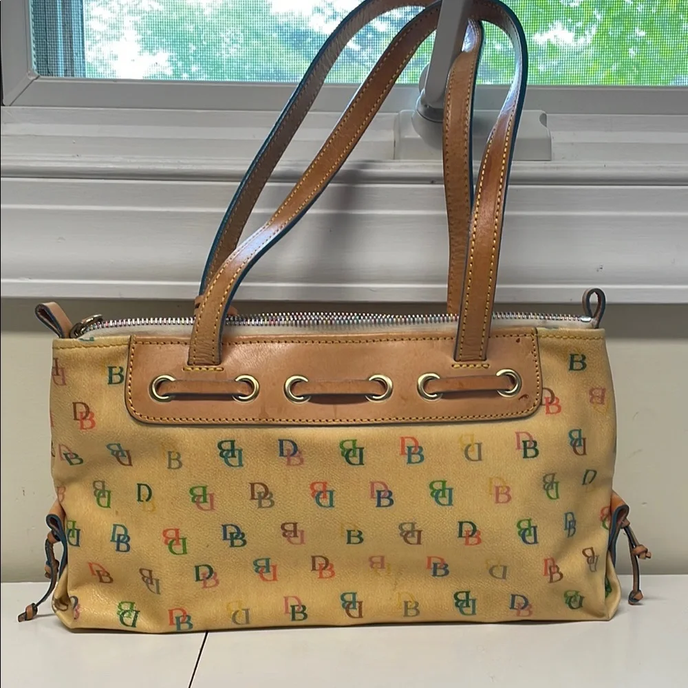 Vintage Dooney & Bourke Tan Satchel with Leather Trim
